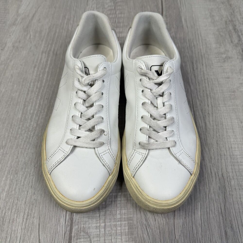 Veja Women's Esplar Extra White Natural Leather Logo Sneakers Sz 6 A /EU 37 F - Picture 3 of 9